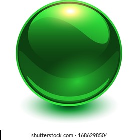 Esfera Brillante Verde Aislada En Blanco Vector De Stock Libre De