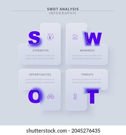 Glassmorphic Swot Diagram Minimal Ui Infographic Stock Vector Royalty