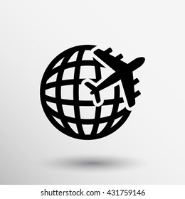 Globe Plane Travel Icon Fly Earth Stock Vector Royalty Free