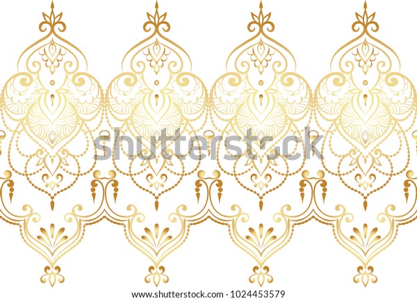 Gold Indian Line Art Border Stock Vector Royalty Free 1024453579