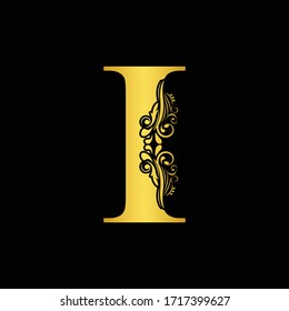 Gold Letter Vintage Golden Flower Ornament Vetor Stock Livre De