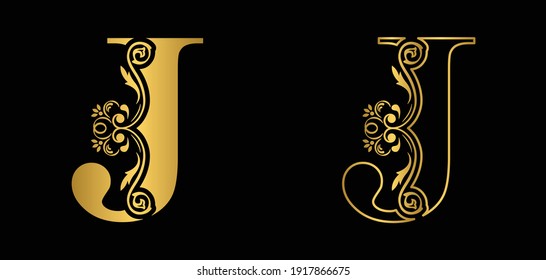 Gold Letter L Vintage Golden Flower Stock Vector Royalty Free