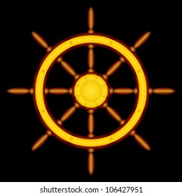 Gold Ship Wheel On Black Vector Stock Vector Royalty Free 106427951