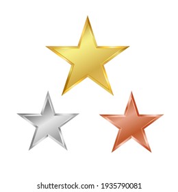 Set Gold Bronze Silver Stars On Stock Vector Royalty Free 279126359