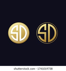 Golden Circle Monogram Letter Sd Logo Stock Vector Royalty Free