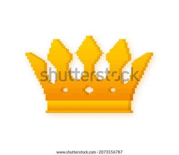 Golden Crown Pixel Art Icon Bit Stock Vector Royalty Free