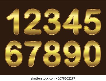 Gold Numbers Setvector Golden Numbers Stock Vector Royalty Free