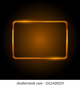 Golden Shiny Rectangle Frame Dark Background Stock Vector Royalty Free