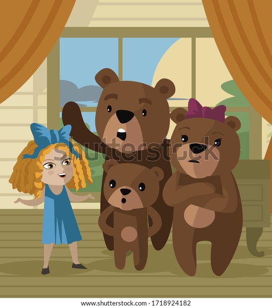 Goldilocks Three Bears Tale Stockvector Rechtenvrij