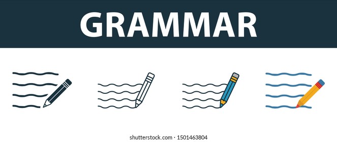 Grammar Icon Set Four Elements Diferent Stock Vector Royalty Free