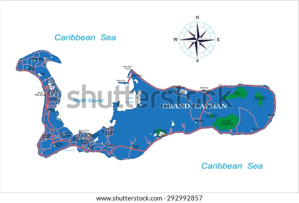 Grand Cayman Map Stock Vector Royalty Free 292992857