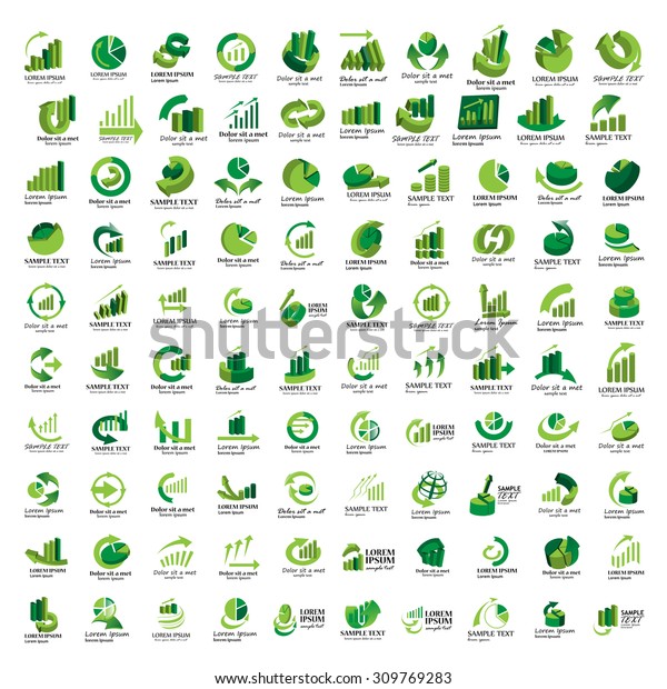 Graph Icons Set Isolated On White Stock Vector Royalty Free