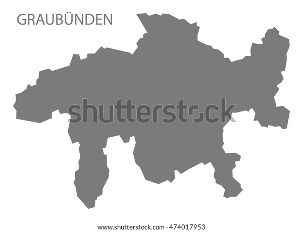 Graubuenden Switzerland Map Grey Stock Vector Royalty Free