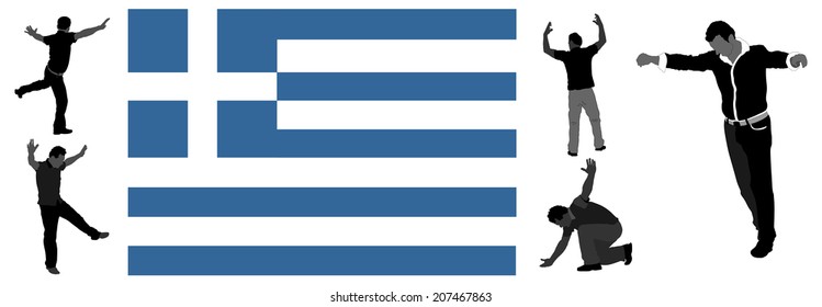 Greek Evzone Dancing Vector Silhouette Isolated 库存矢量图免版税207467863