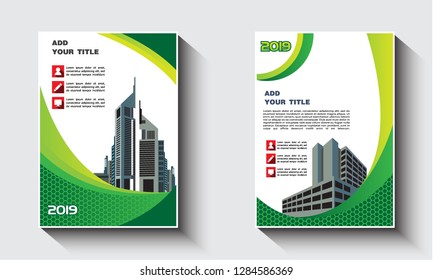 Green Color Book Cover City Background Stock Vector Royalty Free