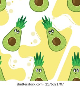 Green Cute Avocado Seamless Pattern Avocado Stock Vector Royalty Free