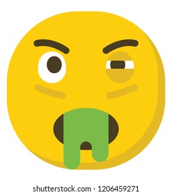 Green Face Nauseated Emoji Shown Pursed Stock Vector Royalty Free