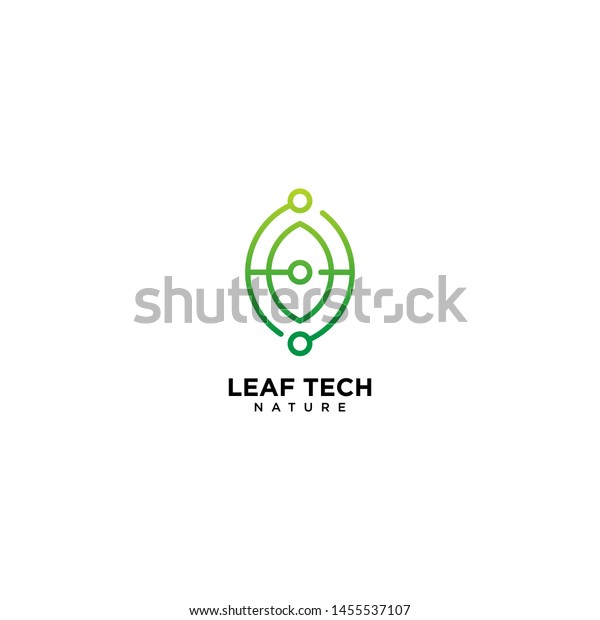 Green Leaf Technology Logo Design Stock Vector Royalty Free