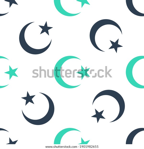 Green Star Crescent Symbol Islam Icon Stock Vector Royalty Free