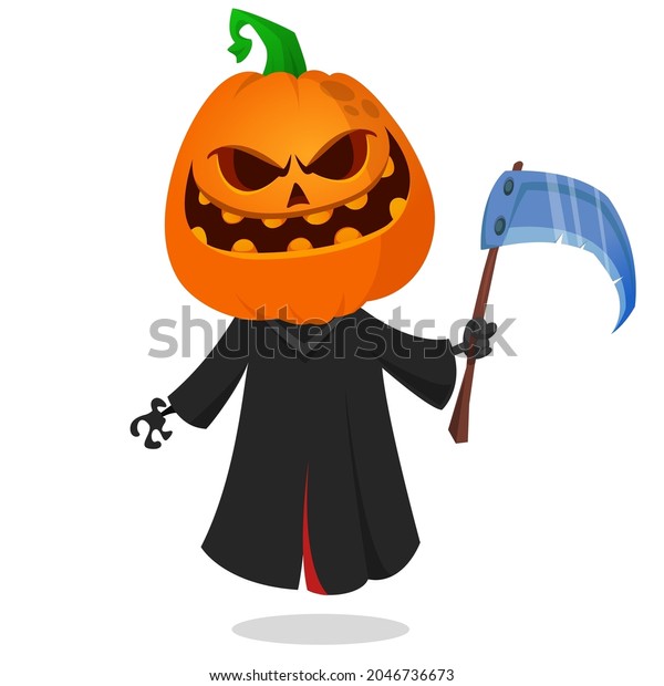 Grim Reaper Pumpkin Head Cartoon Character Stock Vector Royalty Free