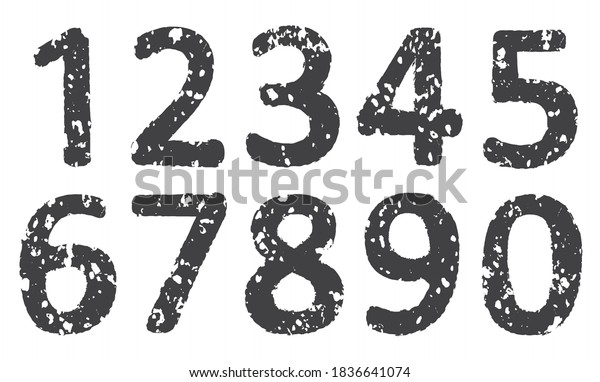 Grunge Numbers Setvector Dirty Numbers Stock Vector Royalty Free