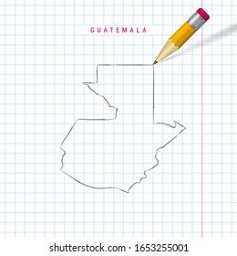 Guatemala Freehand Pencil Sketch Outline Map Stock Vector Royalty Free