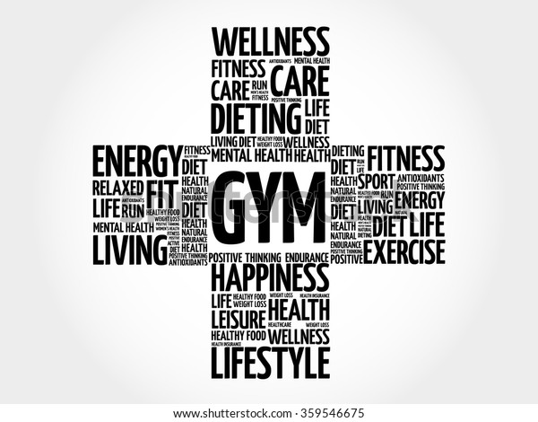 Gym Word Cloud Health Cross Concept Stock Vector Royalty Free