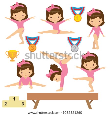 Gymnastics Girl Vector Cartoon Illustration Vector De Stock Libre De