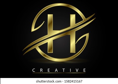 H Golden Letter Logo Design Vector Stock Vector Royalty Free