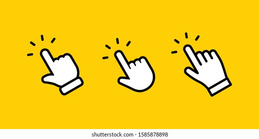 Hand Click Icon Collection Clicking Hands Stock Vector Royalty Free