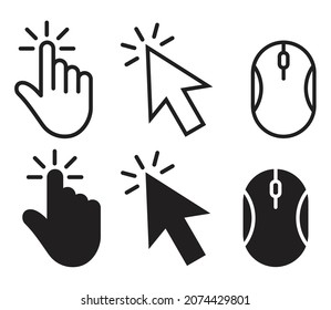 Hand Cursor Icons Click Cursor Icons Stock Vector Royalty Free