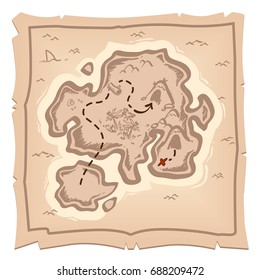 Hand Draw Pirate Treasure Map Treasure Stock Vector Royalty Free