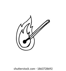 Hand Drawn Burning Match Vector Stock Vector Royalty Free