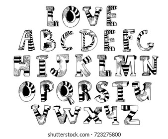 Hand Drawn Doodle Alphabet Vector Font Stock Vector Royalty Free