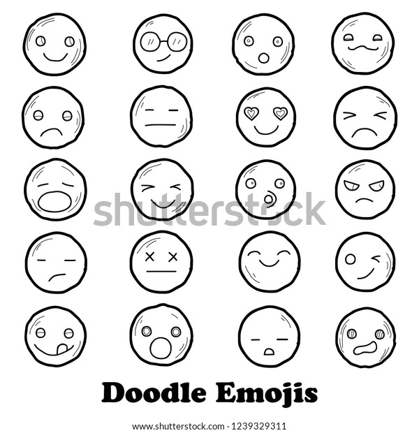 Hand Drawn Doodle Emoji Vector Pack Stock Vector Royalty Free