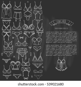 Hand Drawn Doodle Lingerie Icon Set Immagine Vettoriale Stock Royalty