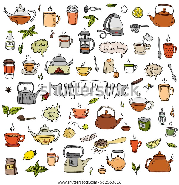 Hand Drawn Doodle Tea Time Icon Stock Vector Royalty Free 562563616