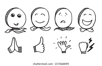 Hand Drawn Emoticon Set Vector On Stock Vector Royalty Free