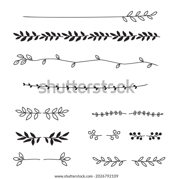 Hand Drawn Floral Dividers Leaf Lines Stock Vector Royalty Free