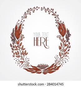 Hand Drawn Floral Wreath Stock Vector Royalty Free 284014745