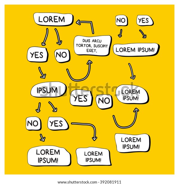 Hand Drawn Flow Chart Elements Set Stock Vector Royalty Free 392081911