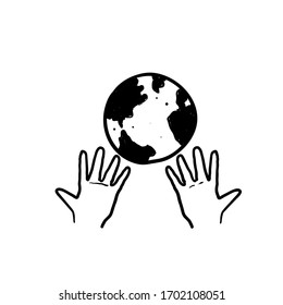 Hand Drawn Globe Hand Illustration Symbol Stock Vector Royalty Free