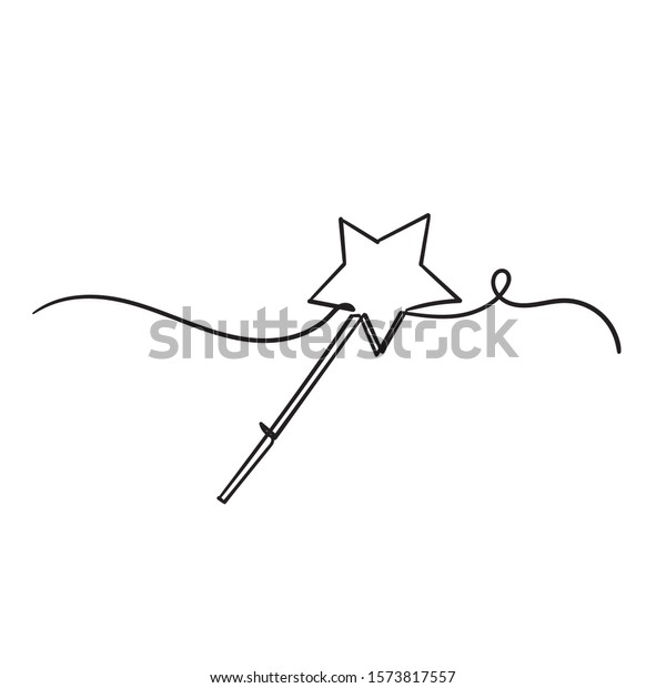 Hand Drawn Magic Wand Doodle Sketch Stock Vector Royalty Free