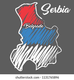 Hand Drawn Map Serbia Belgrade Vector Stock Vector Royalty Free