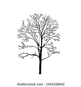 Tree Silhouette Vector Illustration Isolated On Stock Vector Royalty