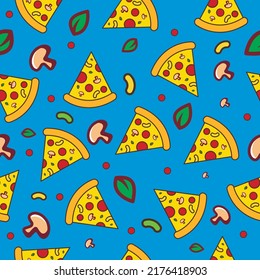 Hand Drawn Pizza Doodle Pizza Seamless Stock Vector Royalty Free