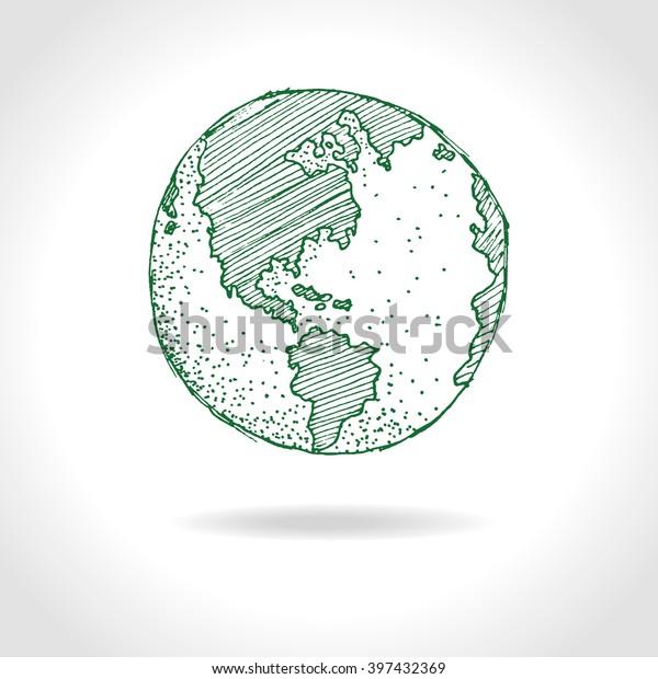 Hand Drawn Planet Earth Vector Illustration Vetor Stock Livre De