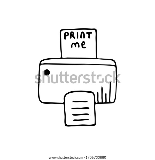 Hand Drawn Printer Doodle Vector Illustration Stock Vector Royalty