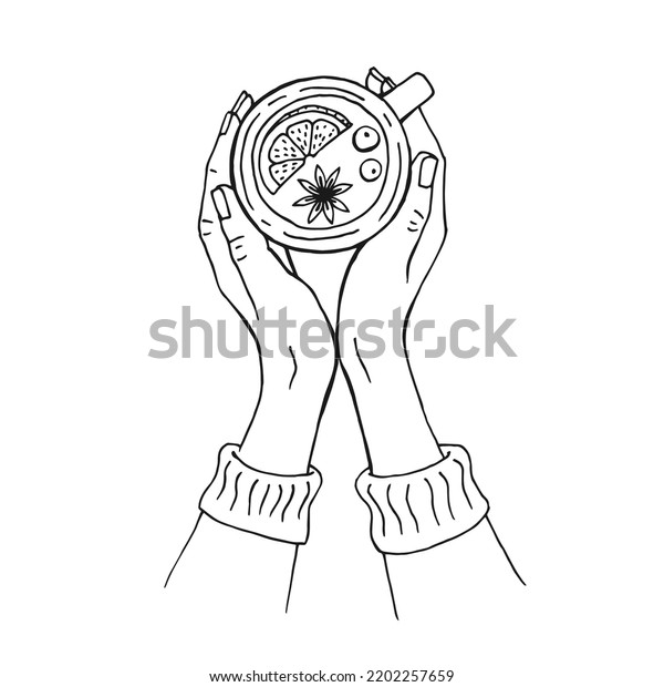 Hand Drawn Sketch Hands Holding Cup Stock Vector Royalty Free