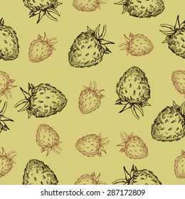 Strawberry Seamless Sketch Pattern Isolated Hand Stock Vector Royalty